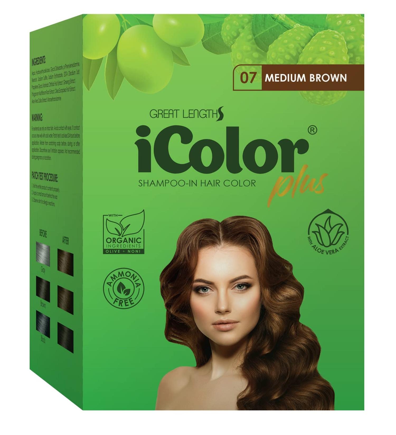 iColor Organic Hair Dye Shampoo Medium Brown - 10 Sachets | DIY Hair Color Easy & Convenient 25ml | Fast Results in 20-30 Minutes - Buy Online on SooperMarket.com