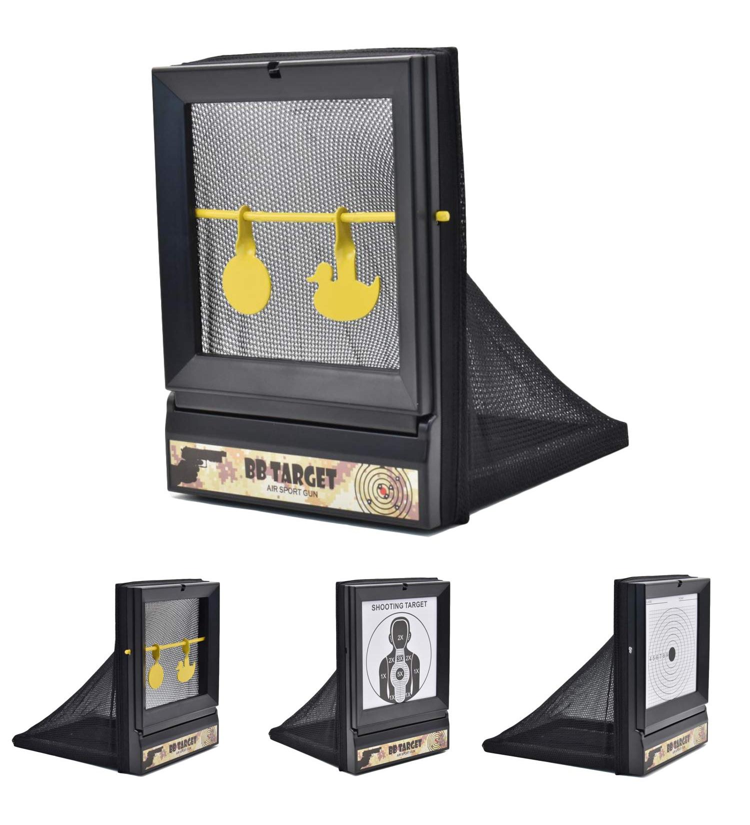 Portable Airsoft Aim Target with Catcher Net - Shooting Training Device, Stand & Paper Target for BB Bullets Recycling - Durable & Portable Black Net Trap - Buy Online on SooperMarket.com