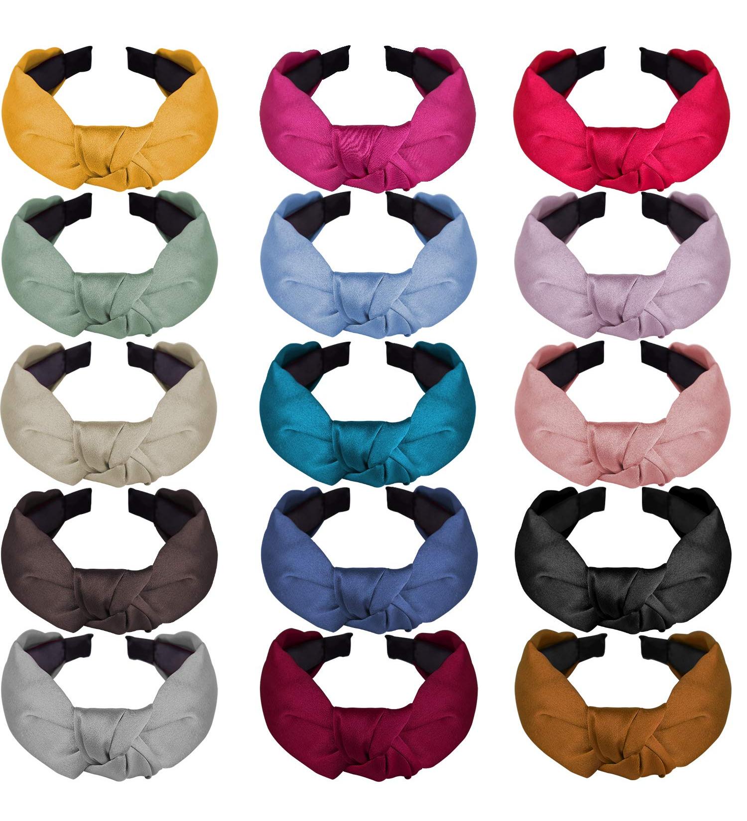 Siquk 15-Piece Silk Wide Knot Turban Headbands for Women - Top Knotted Style - Buy Online on SooperMarket.com