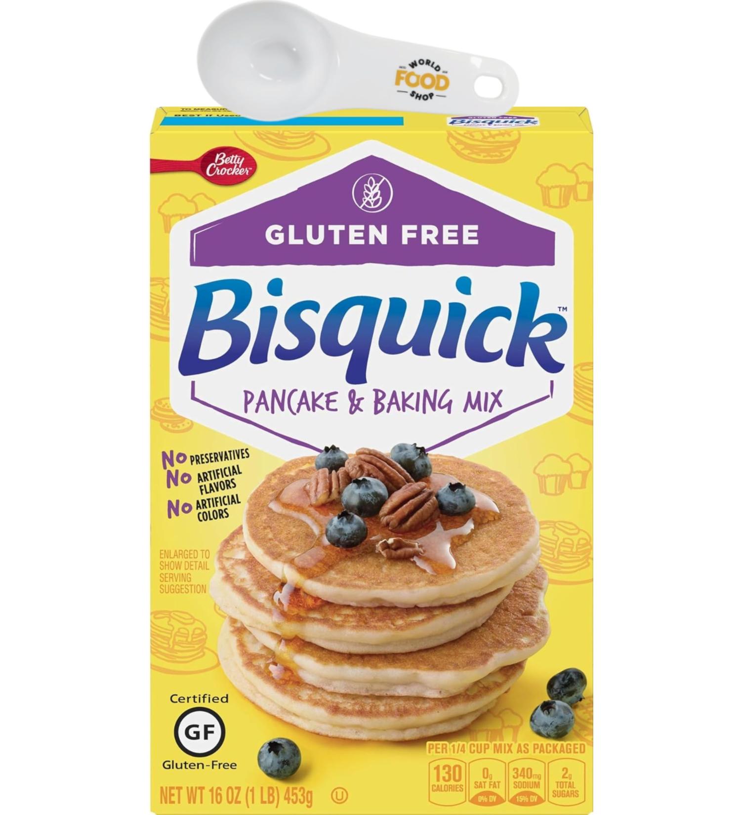 Betty Crocker Gluten Free Bisquick 453g with World Food Shop Scoop | Gluten-Free Baking Mix - Convenient Scoop Included - Versatile Pancake and Baking Mix
