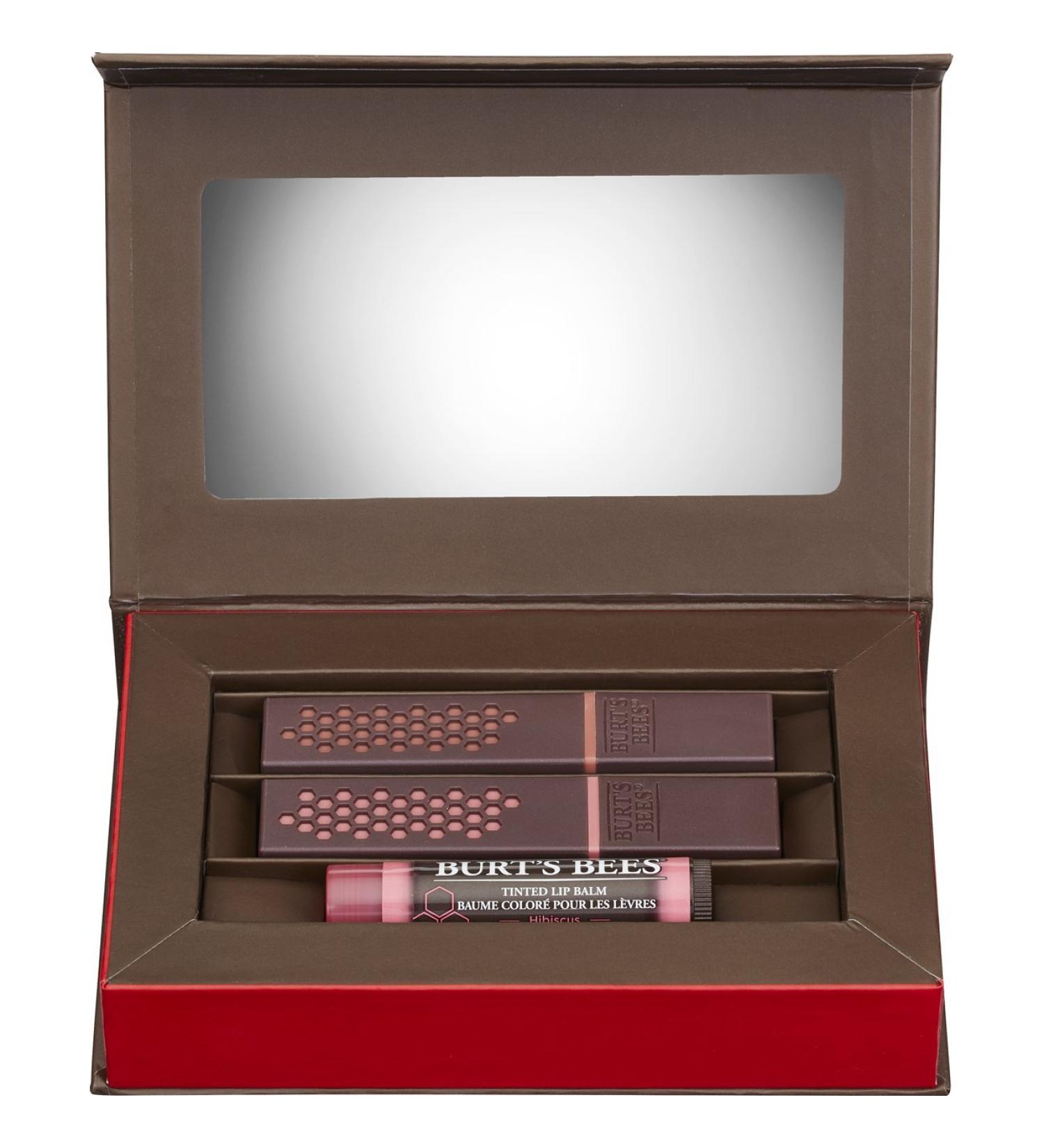 Burt's Bees Lip Color Trio Gift Set - Blush Basin & Suede Splash Lipsticks, Hibiscus Tinted Lip Balm - 3 Piece Set - Buy Online on SooperMarket.com