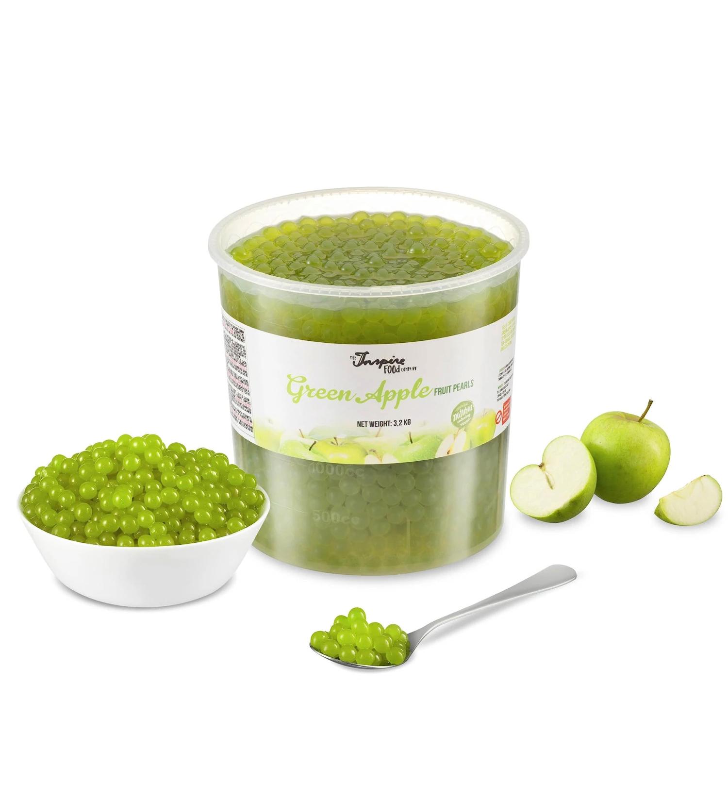 Inspire Food Bubble Tea Pearls - Vegan & Gluten-Free Green Apple Popping Boba - 3.2kg Pack for Delicious Bubble Tea - Buy Online on SooperMarket.com
