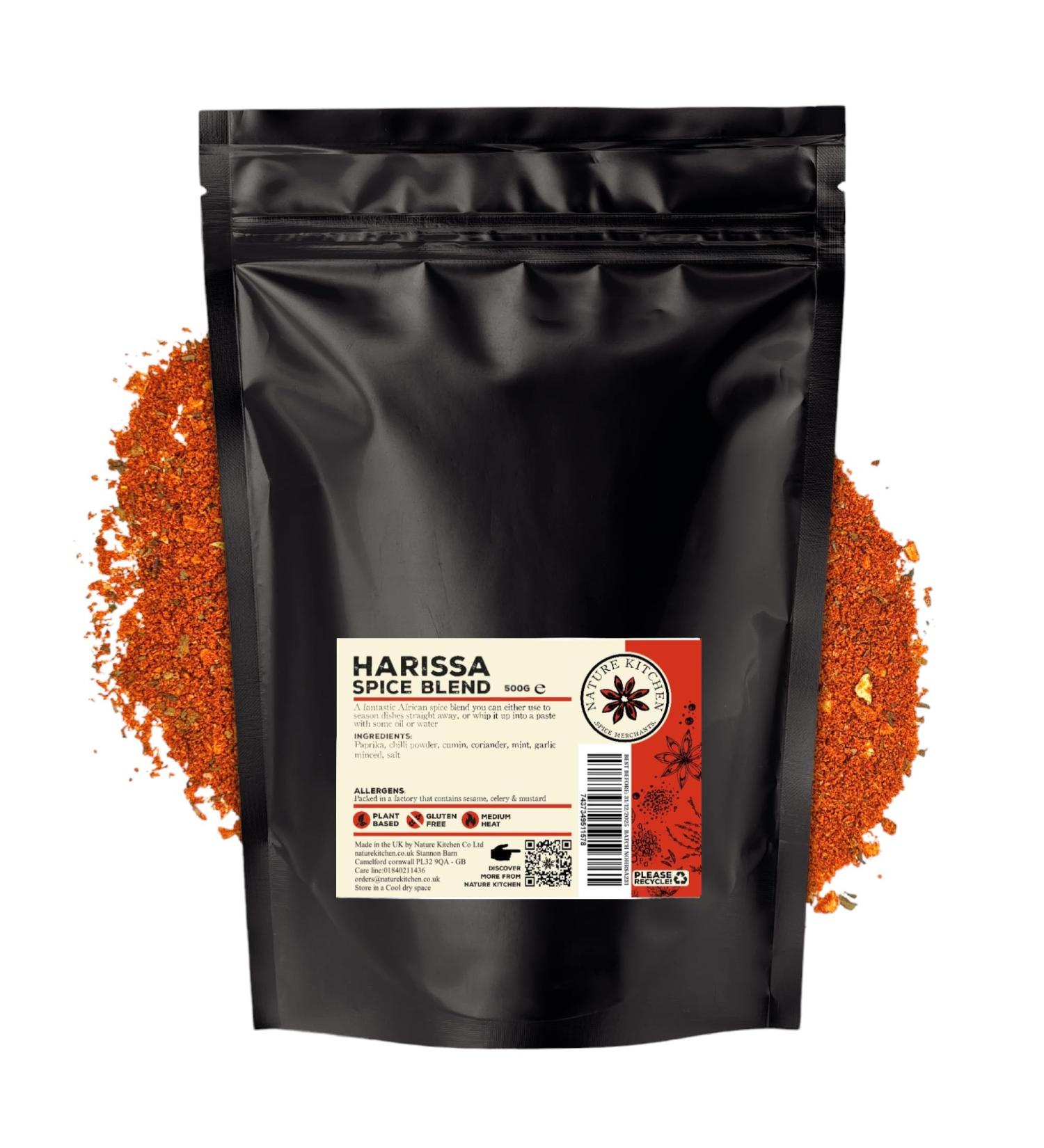 Nature Kitchen Moroccan Harissa Spice Blend 500g - Gluten-Free and Vegan Cooking Seasoning for Marinades, Sauces, Baking or Grilling - Buy Online on SooperMarket.com