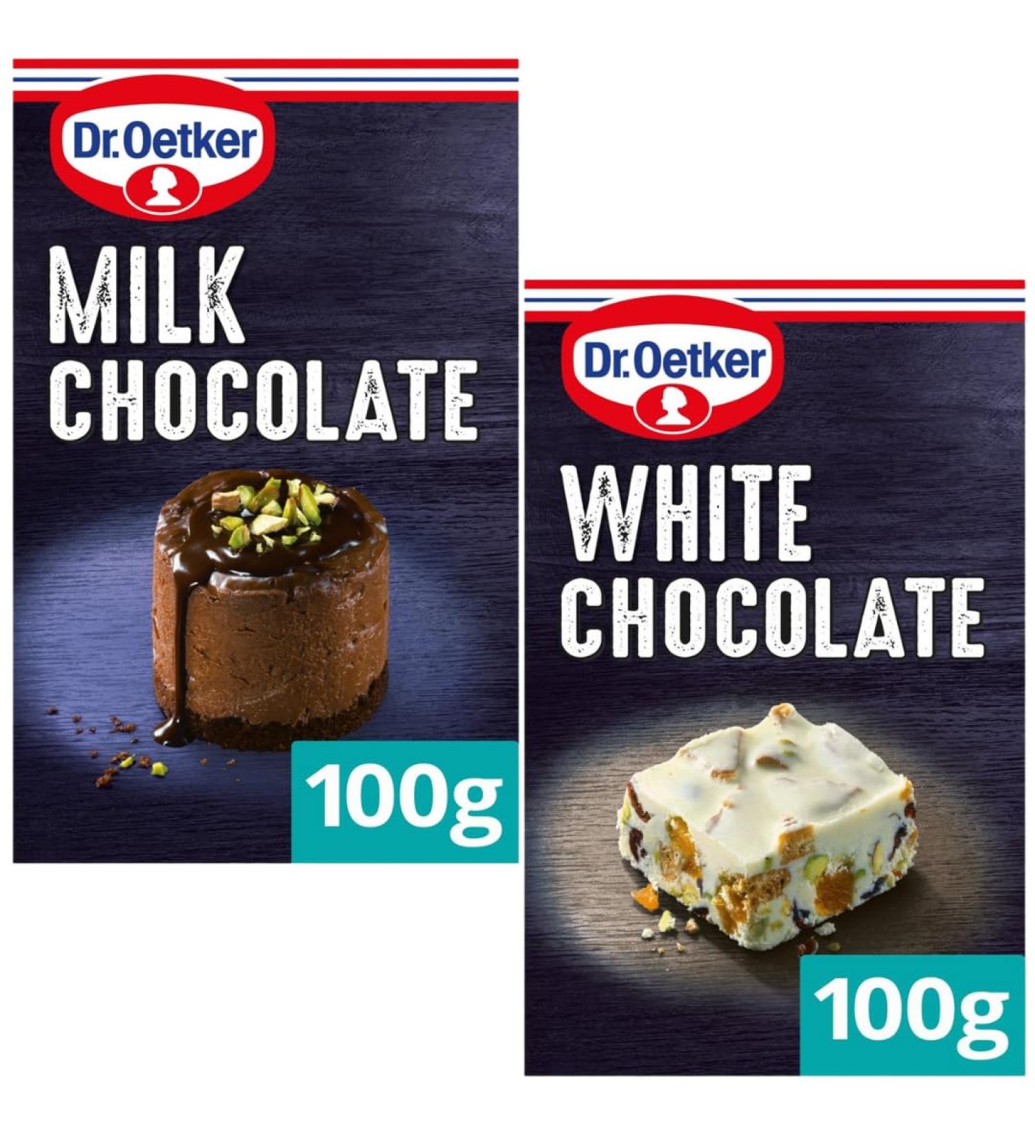 Baking Chocolate Bar Bundle With Dr. Oetker Milk Chocolate Bar 100g & Dr. Oetker White Chocolate Bar 100g (2 Pack) - Buy Online on SooperMarket.com