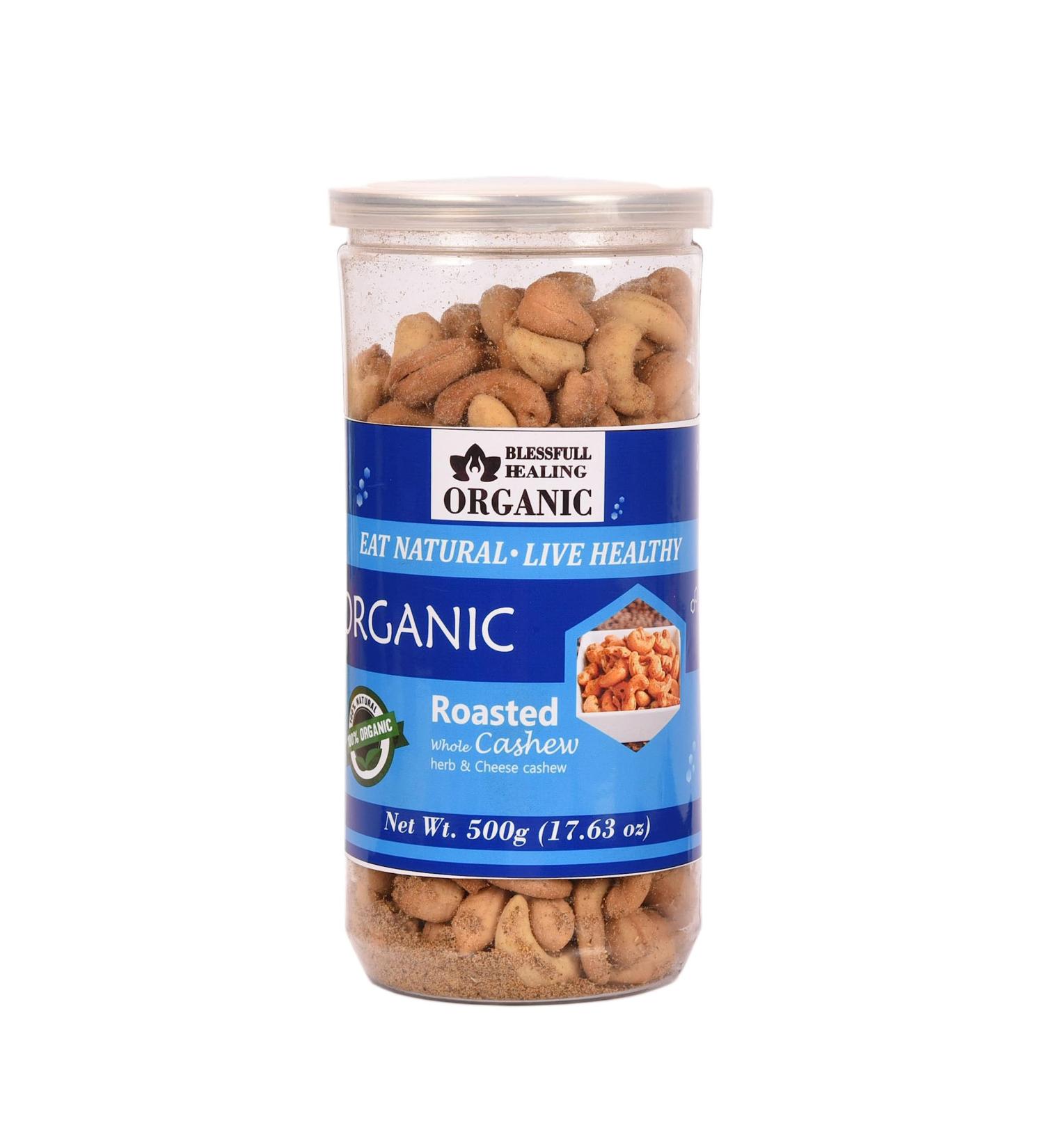 Blessfull Healing Organic Natural Vegan Herb & Cheese Roasted Whole Cashew Nuts Crunchy Kaju 500 Gram - Buy Online on SooperMarket.com