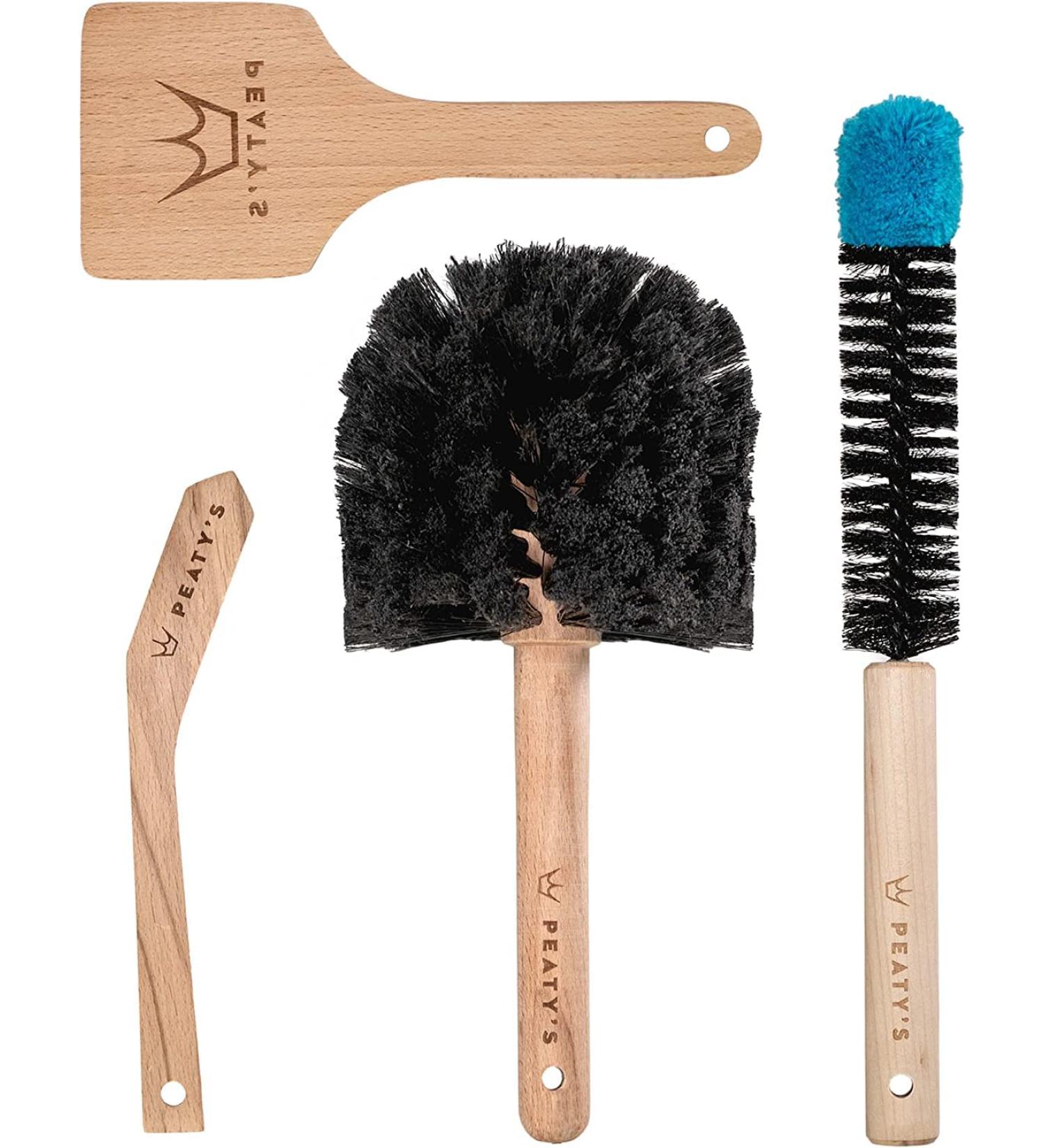 Peatys Eco-Friendly Bicycle Cleaning Brush Set - Durable Beech Wood Brushes for Mountain, Road, and Gravel Bikes - Includes Drivetrain and Tyre Brushes - Buy Online on SooperMarket.com
