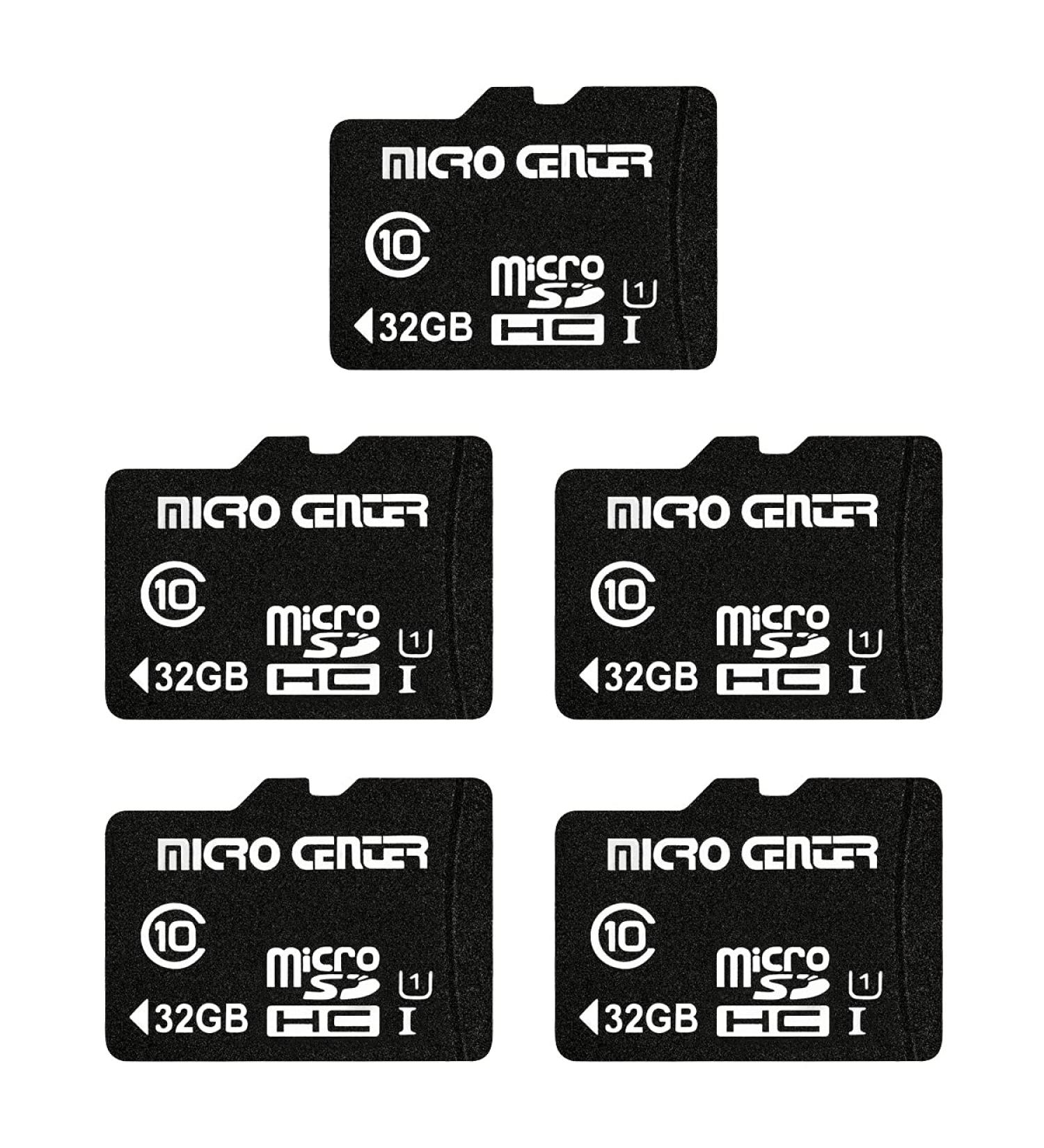Micro Center 32GB Class 10 Micro SDHC Flash Memory Card with Adapter - 5 Pack for Mobile Devices, Phones, Tablets, Drones, Full HD Video - 80MB/s UHS-I, C10, U1 - Buy Online on SooperMarket.com