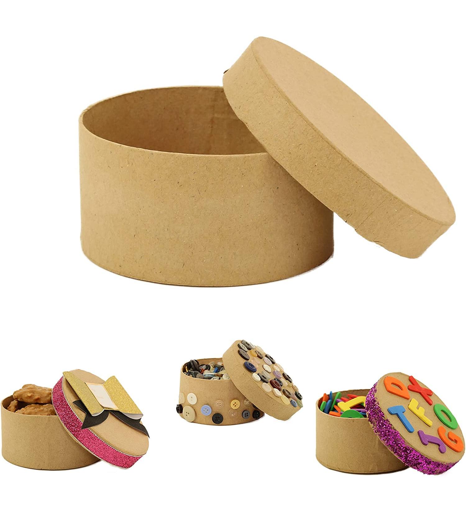 Round Paper-Mache DIY Gift Box with Lid, Pack of 6 - 6 Count | Better Crafts - Buy Online on SooperMarket.com