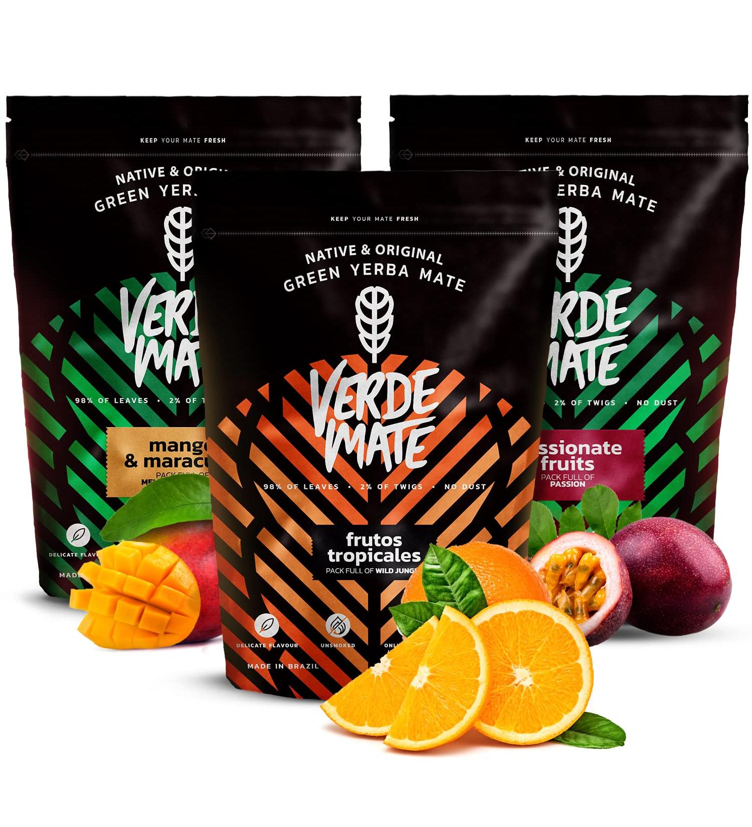Verde Mate Green Mango & Maracuya Passionate Fruits Frutos Tropicales 3x500g | Fruity Yerba Mate Set - Buy Online on SooperMarket.com