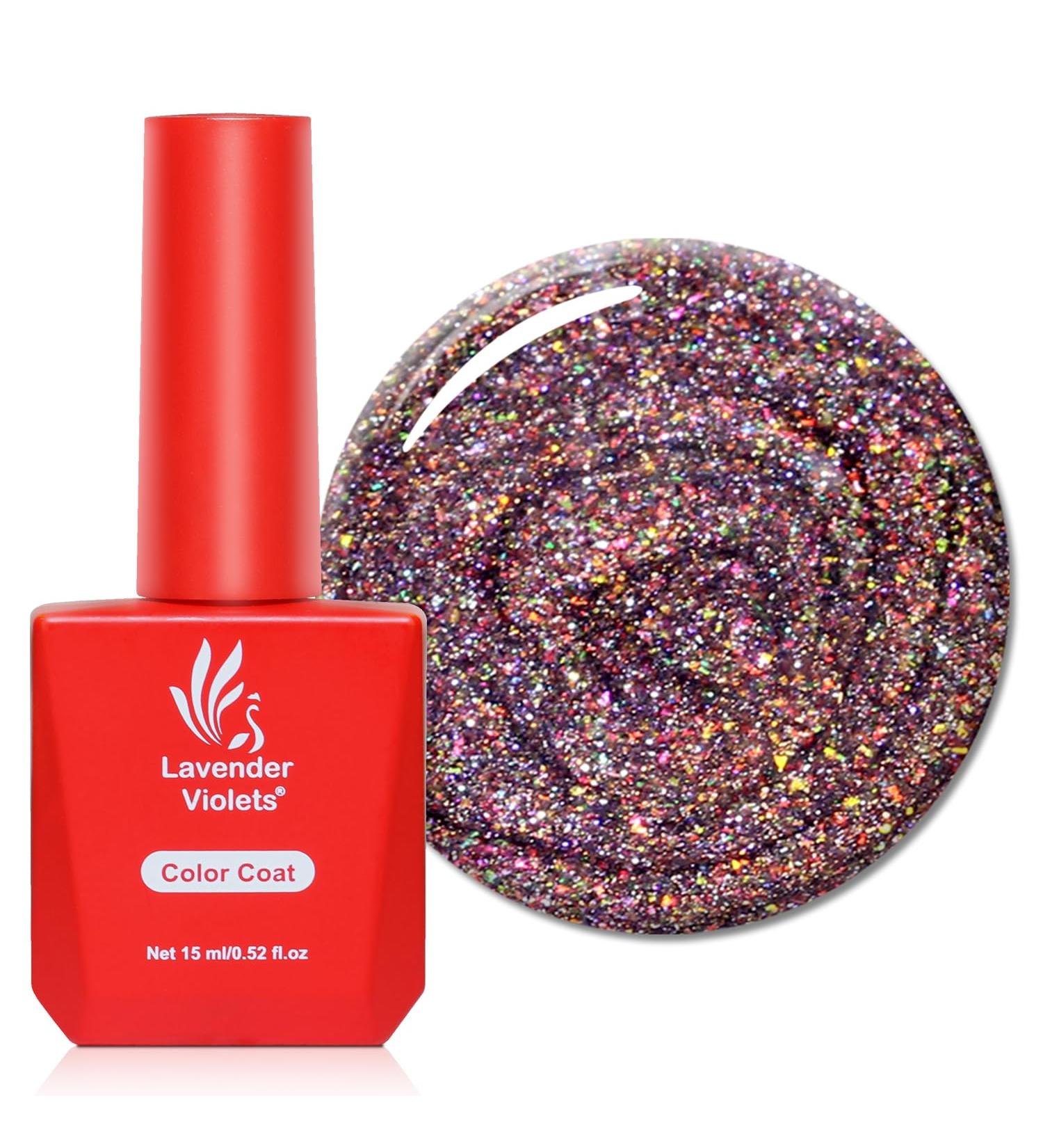 Lavender Violets 15ml Gel Nail Polish - Purple Irregular Sequins Golden Fireworks Colour - Salon Quality UV LED Soak Off Manicure Pedicure - Milky Way A0685 - Buy Online on SooperMarket.com