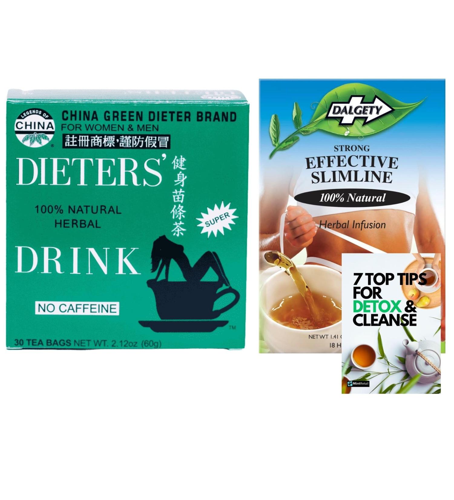 Detox Tea Bundle 48 Teabags with Dieters Drink Dieters Tea 30 teabags and Dalgety Effective Slimline Tea Herbal Infusion 18 Teabags Including Mint Retail Detox & Cleanse Guide - Buy Online on SooperMarket.com