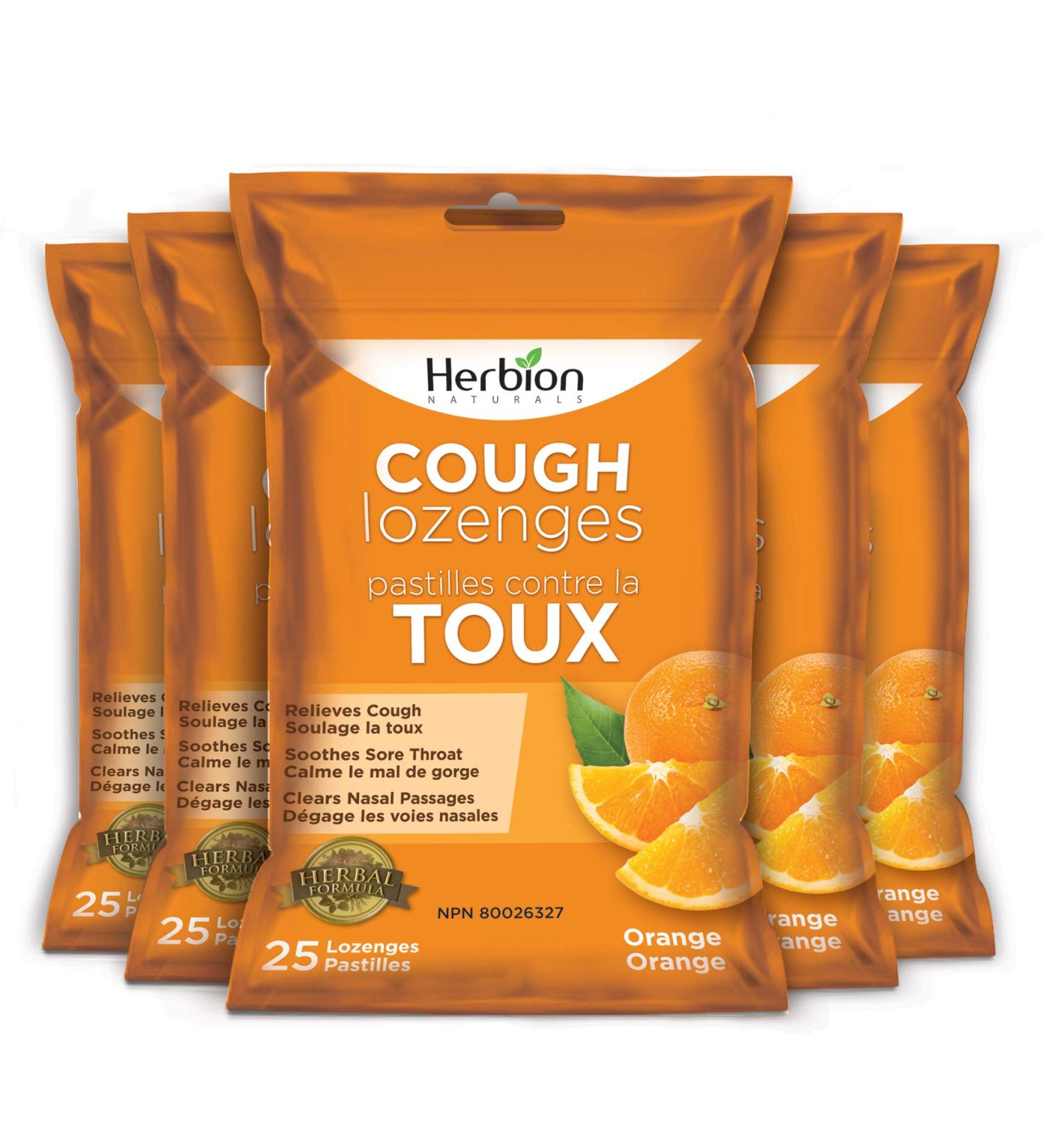 Herbion Naturals Cough Lozenges Orange Flavor | Cough Suppressant | Sore Throat Relief | Pack of 5 125 Counts - Buy Online on SooperMarket.com