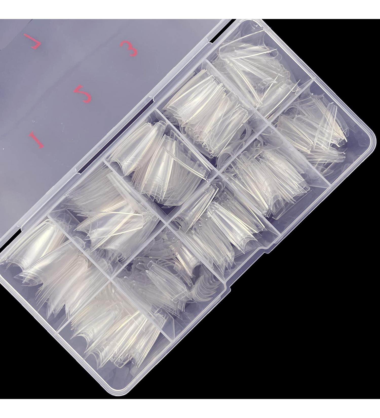 French Nail Tips 500pcs Half Cover False Nails with Box - 10 Sizes | Natural Acrylic Nail Tips for Salon and DIY Nail Art - Buy Online on SooperMarket.com