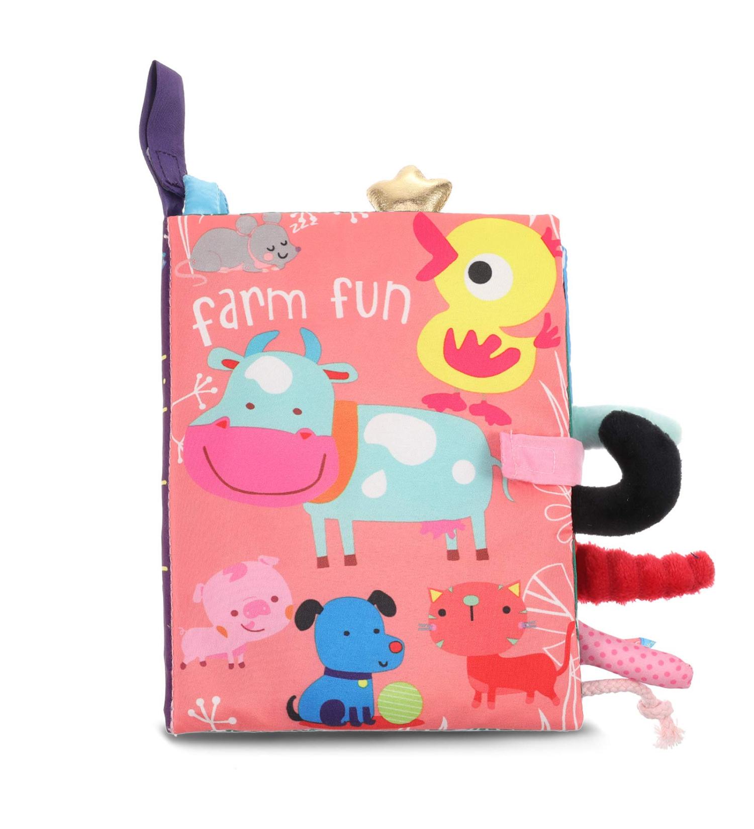 SOSPIRO Baby Cloth Book - Soft & Safe 3D Animal Tails Quiet Book for Toddlers | Early Learning Farm Theme | Ideal Gift for 0-3 Year Olds - Buy Online on SooperMarket.com