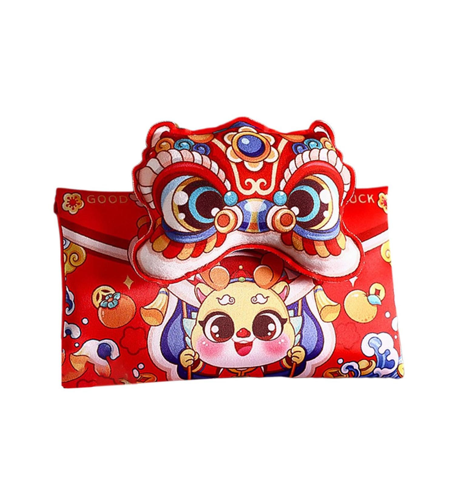 Harilla Hong Bao Red Packets Gift Packets Hongbao Lucky Money Chinese Lunar New Year Red Envelopes for Spring Festival Graduation Lion Head 18.5x15cm - Buy Online on SooperMarket.com