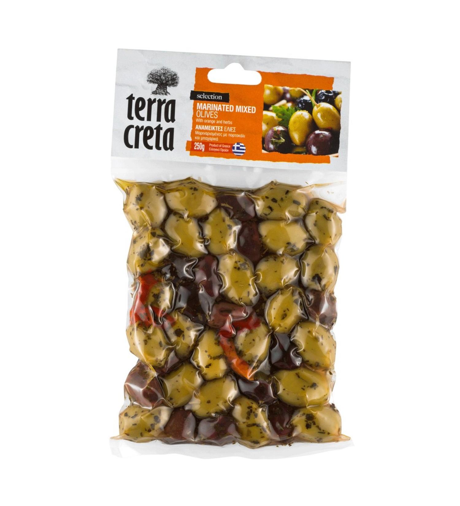 Marinated Mixed Olives With Orange and Herbs | Kalamata Greece | Terra Creta | 250g