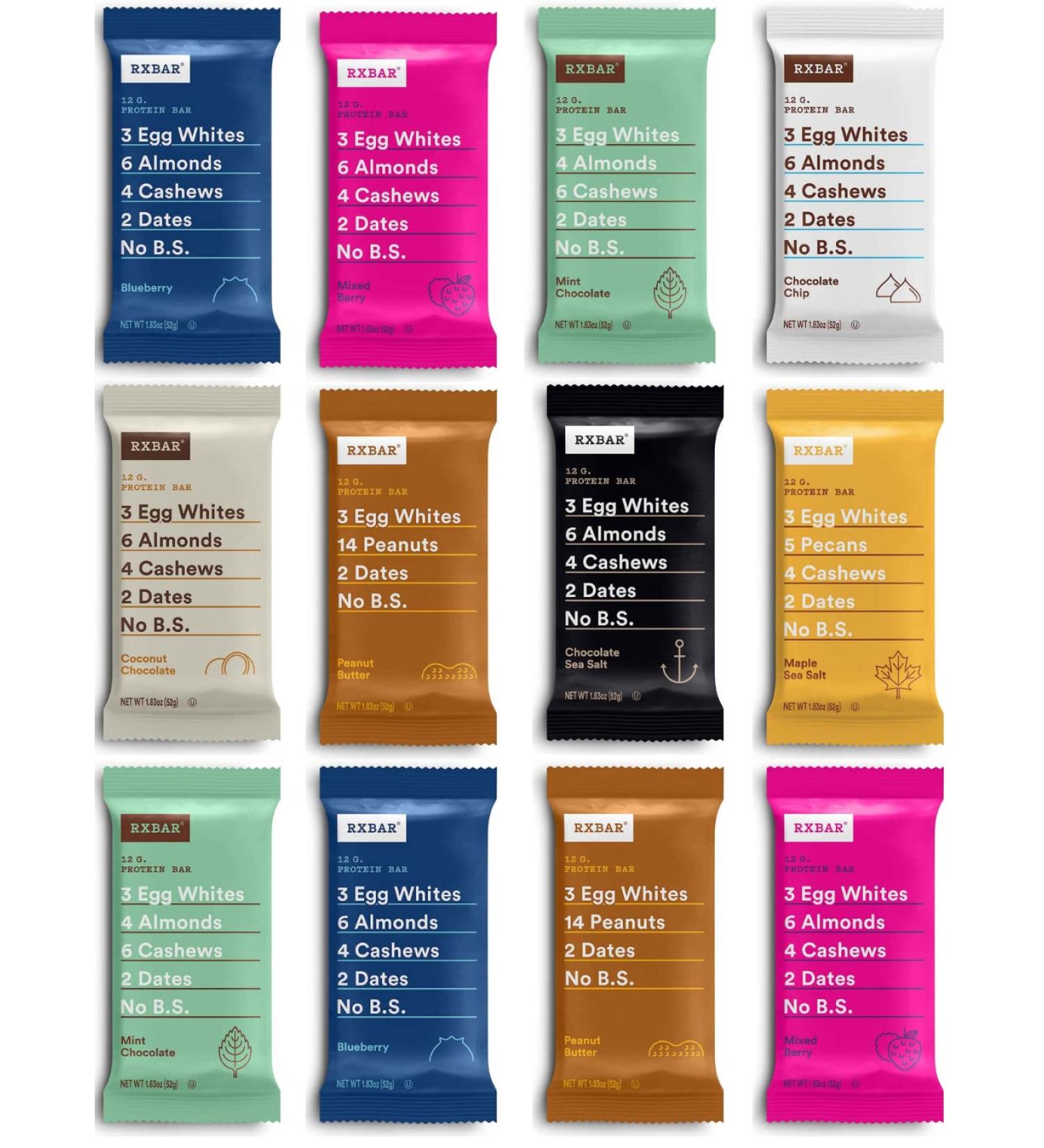 RXBAR Variety Pack 1.83oz (Pack of 12) | High Protein Gluten-Free Snack in Sanisco Packaging - Buy Online on SooperMarket.com
