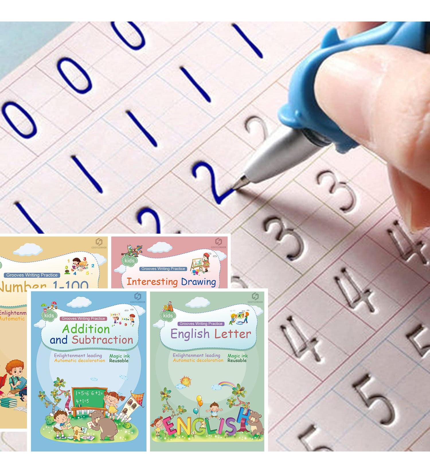 Digmonster Magic Ink CopyBooks - Reusable Manuscript Workbooks for Kids | 4 Antique Designs for Easy Learning & Practice - Buy Online on SooperMarket.com