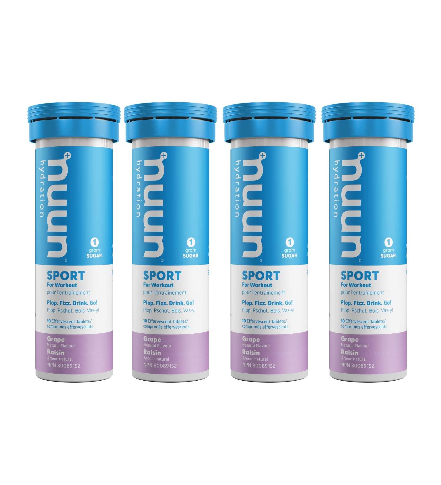 Nuun Sport: Electrolyte Drink Tablets Box of 4 Tubes (40 servings) Grape Electrolyte Hydration Supplement - Buy Online on SooperMarket.com