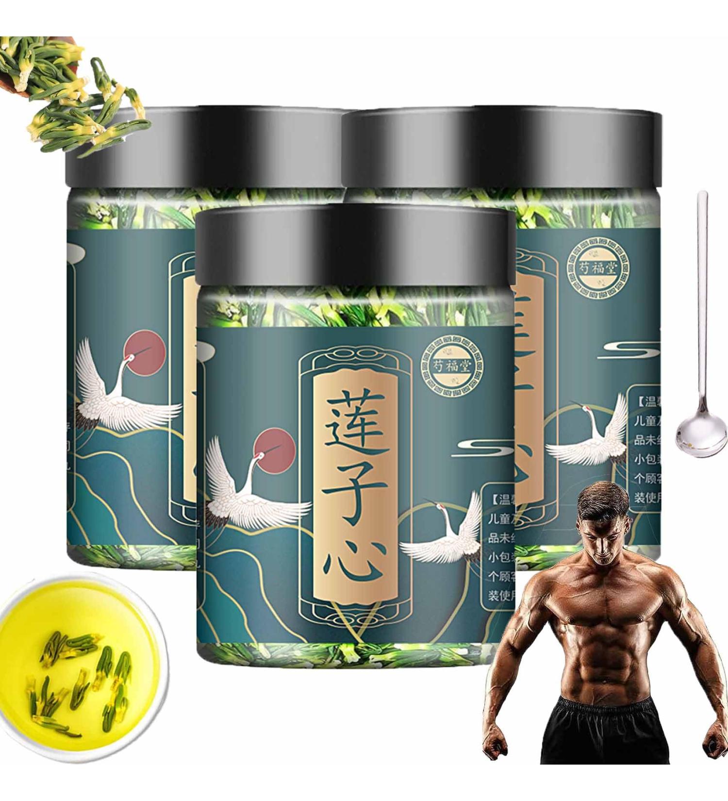 Lotus Seed Core Tea for Men 60g Lotus seed tea Natural Dried Lotus Plumule Lotus Embryo Tea Lotus seed heart lotus plumule tea Lian Zi Xin Tea Men's Essentials Pure Chinese Herbal Tea (3Box) - Buy Online on SooperMarket.com