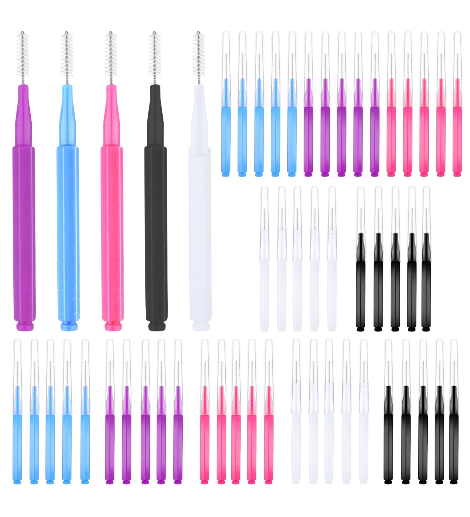 50-Piece Eyebrow Brush Set | 5 Colors Portable Eyebrow Laminating & Eyelash Comb Tools - Perfect for Eyelash Extensions & Lifting - Buy Online on SooperMarket.com