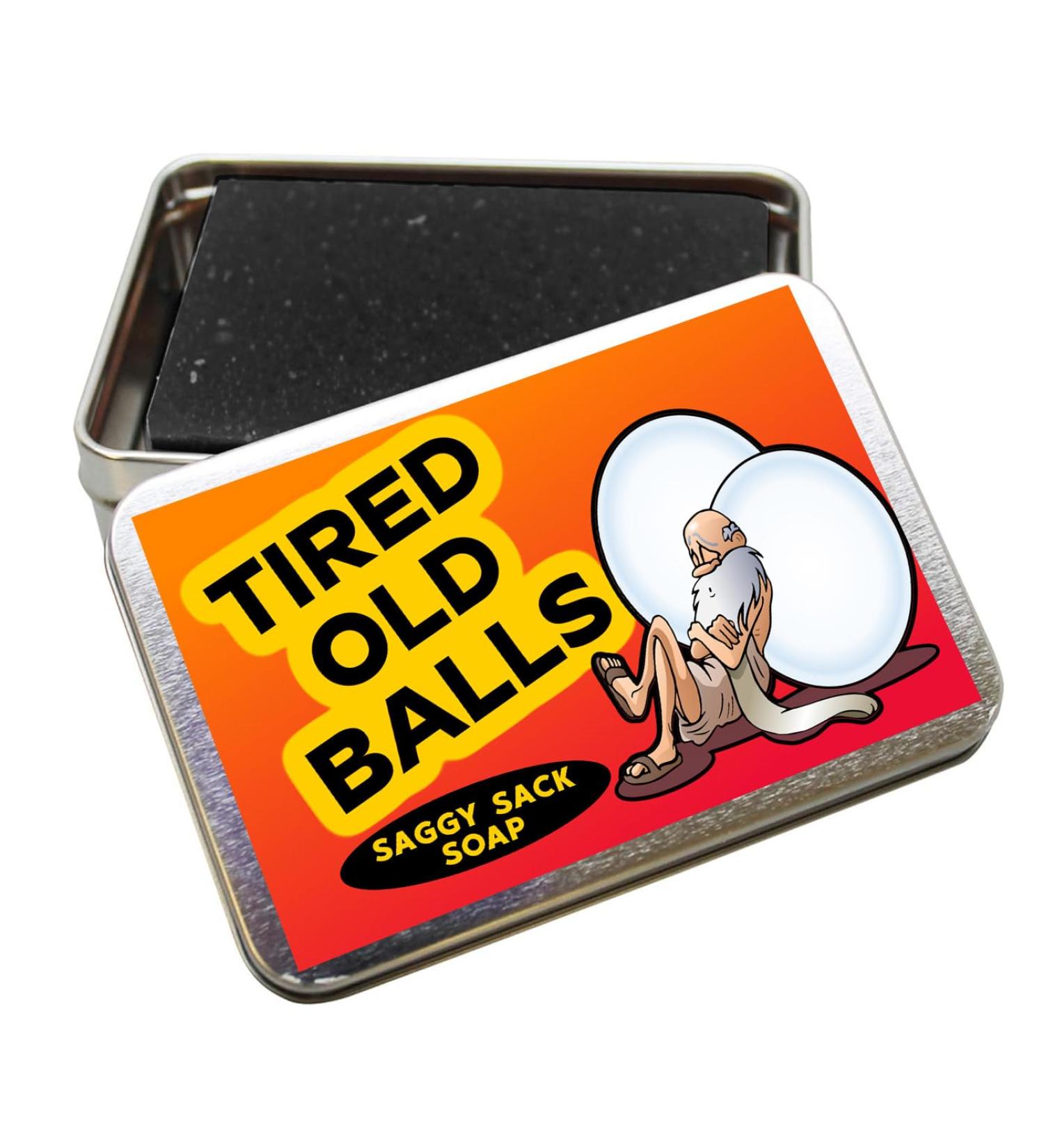 Shop Gears Out Tired Old Balls Soap Bar - Perfect Gag Gift for Men s Milestone Birthdays & Over-the-Hill Celebrations | Black Charcoal Soap for Adults - Buy Online on SooperMarket.com