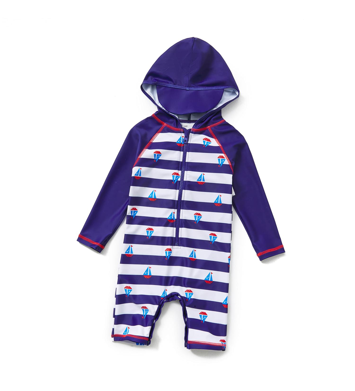 BONVERANO Baby Boys Swimsuit 18-24 Months | UPF 50+ Sun Protection One Piece Hooded Sailng Suit - Buy Online on SooperMarket.com