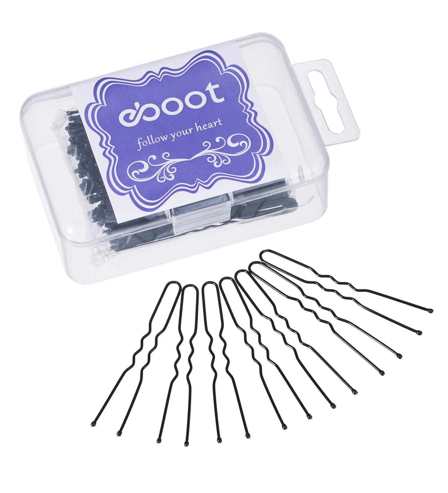 100 Pack Black U Shaped Bun Hair Pins (6 cm) with Storage Box and Bag - 100 Count - Buy Online on SooperMarket.com