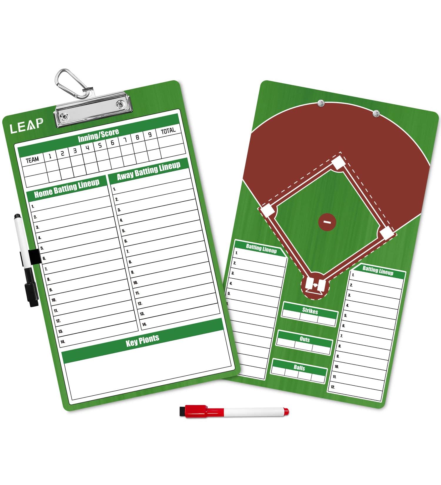 LEAP Coach Board Double Sided Premium Dry Erase Clipboard with Marker Pen - Ideal for Baseball, Basketball, Soccer, Football, Ice Hockey - Buy Online on SooperMarket.com