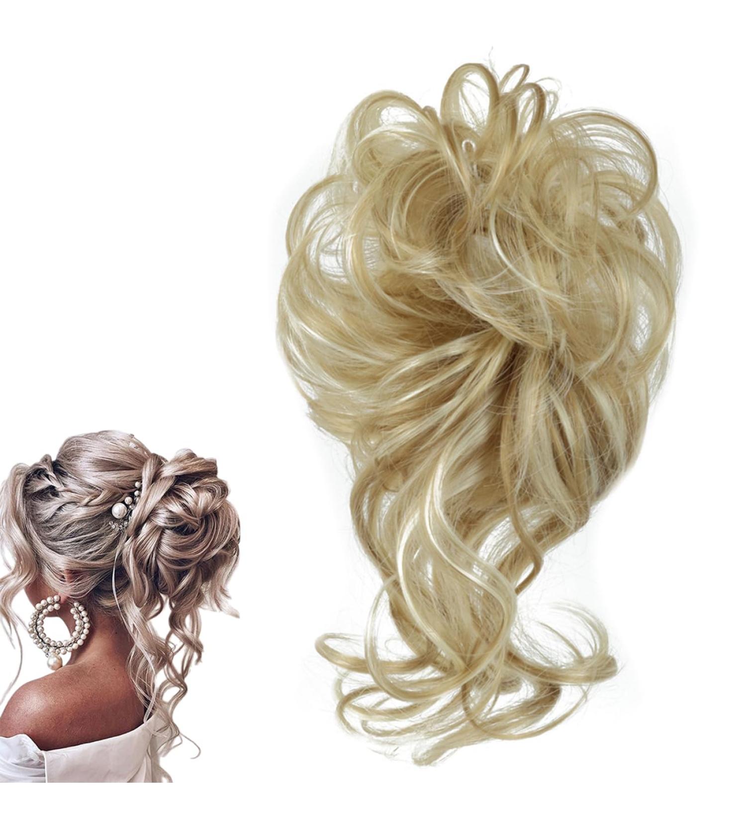 PrinFantasy Messy Hair Bun Chignon Synthetic Extension - Wavy Donut Updo Scrunchy Curly Hairpiece (GBFQ010) - One Size - Buy Online on SooperMarket.com