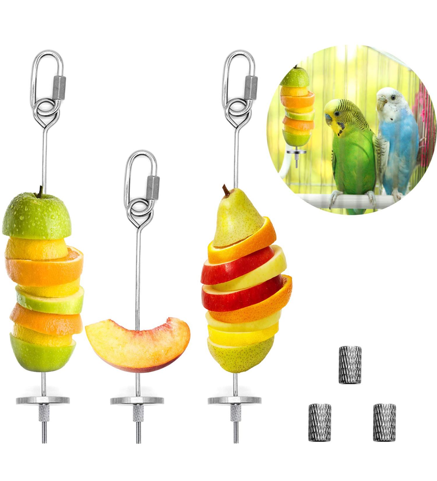 3-Pack Stainless Steel Parrot Spit & Bird Toy Holder for Nymphensittich & Budgies - Feed Hang & Treat Your Pets - Buy Online on SooperMarket.com