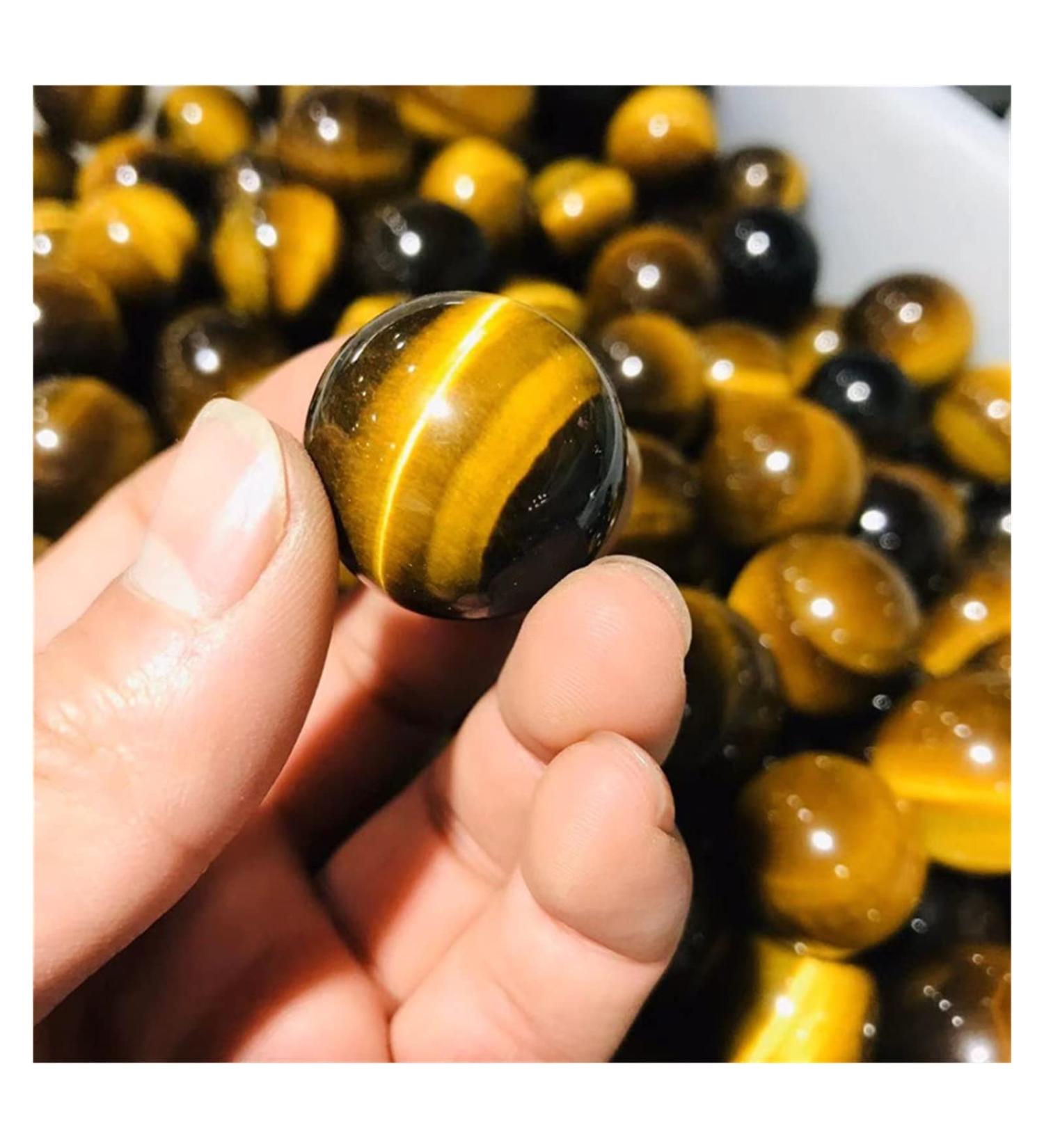 Natural Sphere 1pc Natural Carved Tiger Eye Quartz Crystal Sphere Balls 20-30mm - Buy Online on SooperMarket.com
