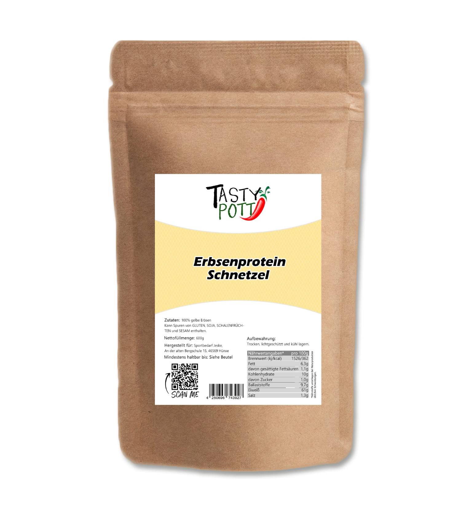 Tasty Pott Pea Protein Schnetzel - Vegan Meat Alternative from Yellow Peas | Perfect for Stews & Bolognese - 600g Bag - Buy Online on SooperMarket.com