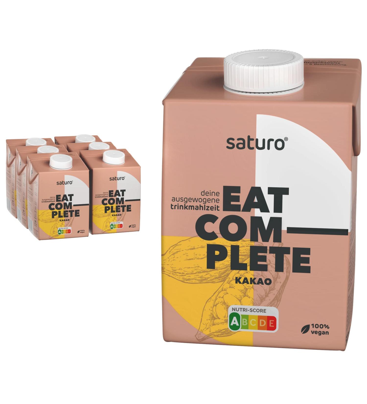 Saturo Cocoa Drinking Meal - Vegan Astronaut Food with Protein & Nutrients | 6x500ml | 500kcal Per Pack - Buy Online on SooperMarket.com