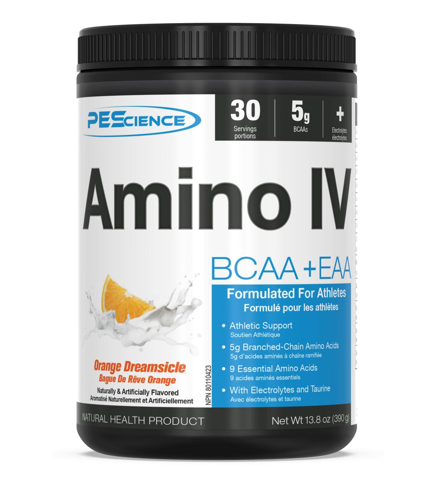 PEScience Amino IV Orange Dreamsicle 60 Scoop BCAA and EAA Powder with Electrolytes