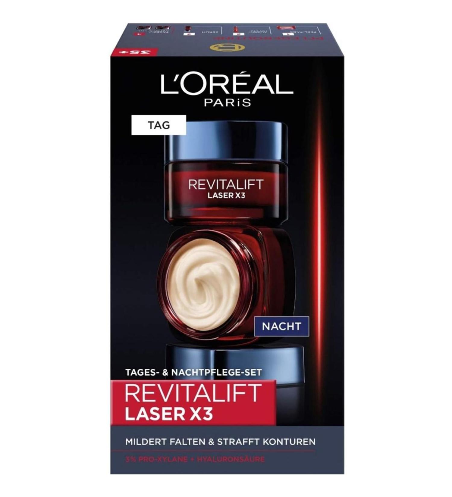 Buy L'Or al Paris Revitalift Laser X3 Facial Care Set | Anti-Aging Day & Night Care with Hyaluronic Acid - 2 x 50 ml - Global Shipping Available - Buy Online on SooperMarket.com