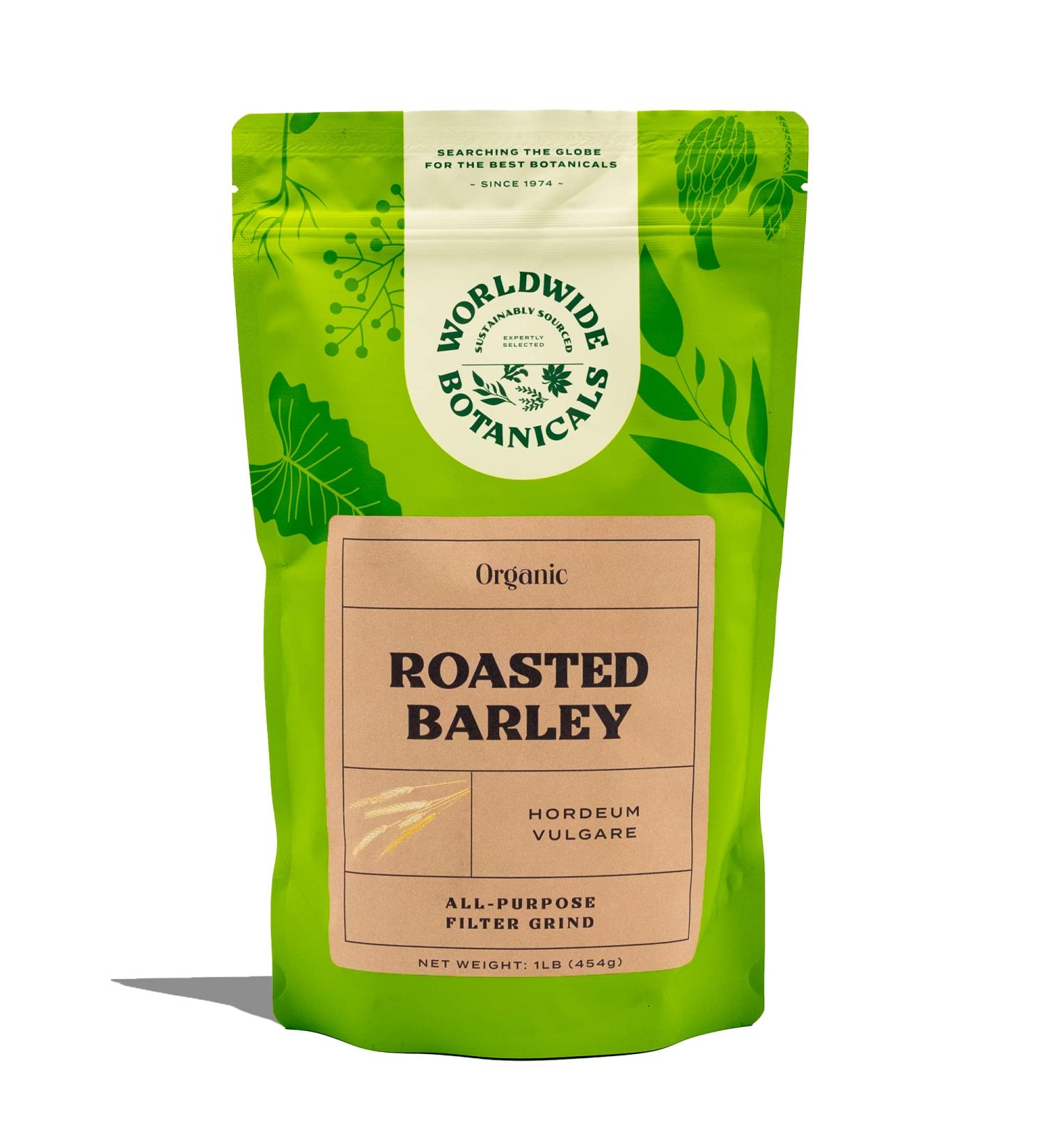 Worldwide Botanicals Organic Roasted Barley - AKA Orzo, Mugicha, Boricha, Damaicha - Italys Favorite Coffee Alternative, Caffeine Free, Brew Like Coffee or Steep Like Tea, Dark Roast, 1 Pound