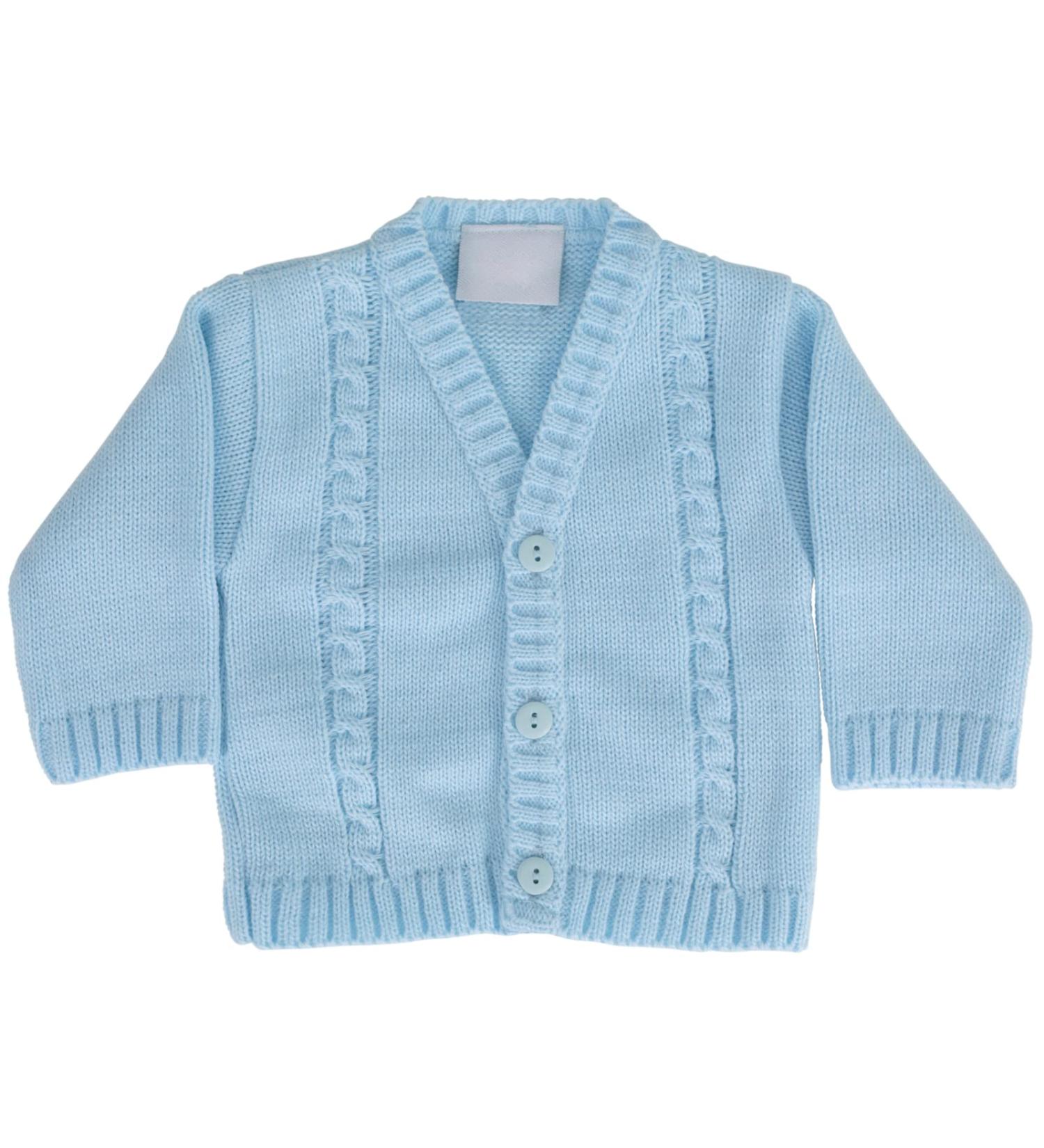 Baby Boys Blue Knit Cardigan - Made in Portugal - 0-3 Months - Buy Online on SooperMarket.com