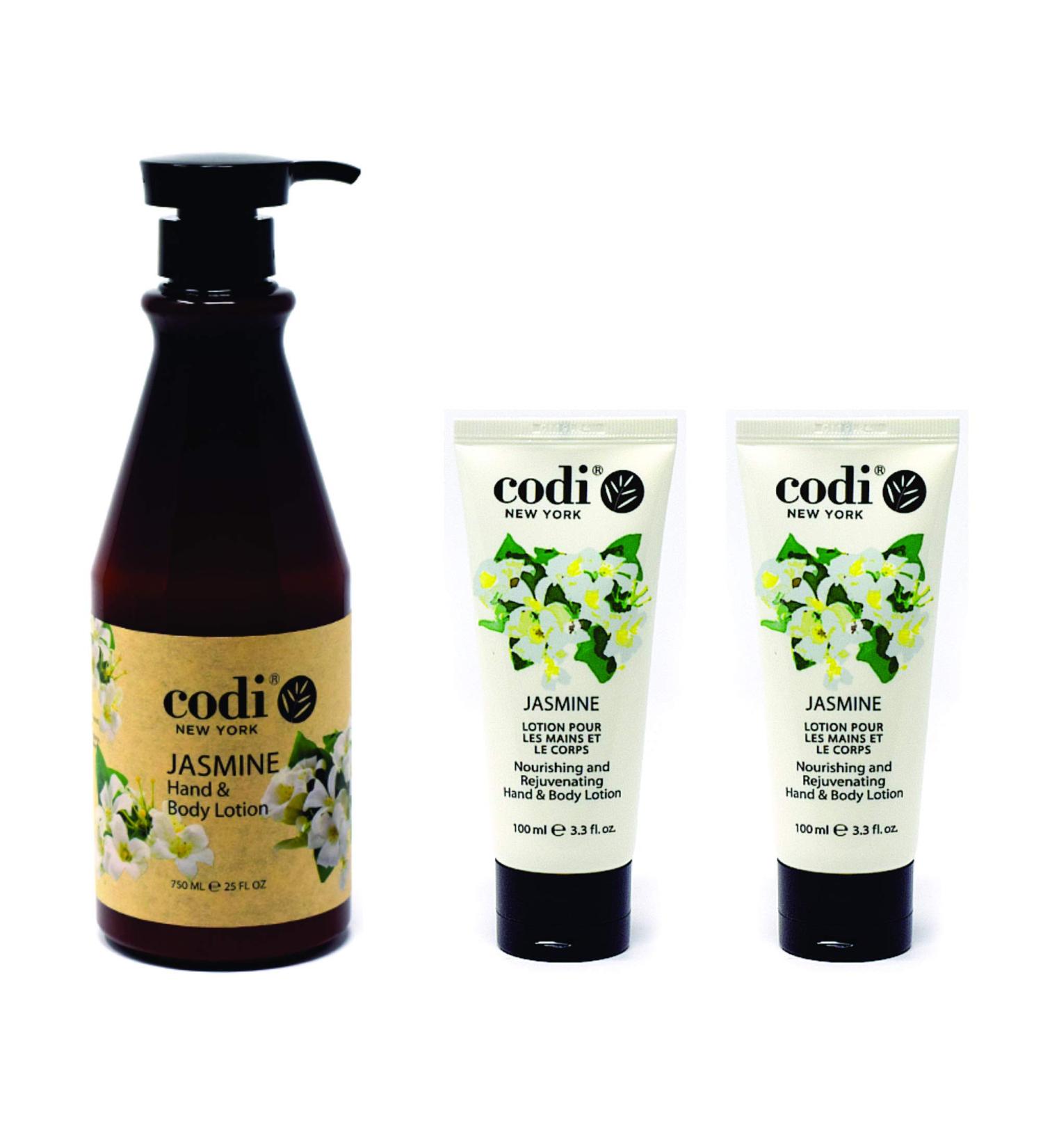 Codi Jasmine Body and Hand Lotion - Wonderful Jasmine Scent - Quick Absorbent - 1 750ml Bottle & 2 100ml Tubes - Buy Online on SooperMarket.com