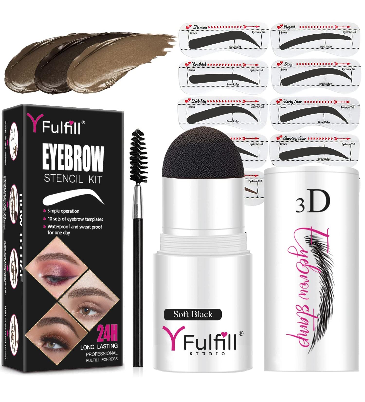 Yfulfill Eyebrow Stencils and Shaping Kit Soft Black Waterproof and Long Lasting with 10pcs Reusable Thin & Thick Eyebrow Stencils for Perfect Brows - Buy Online on SooperMarket.com