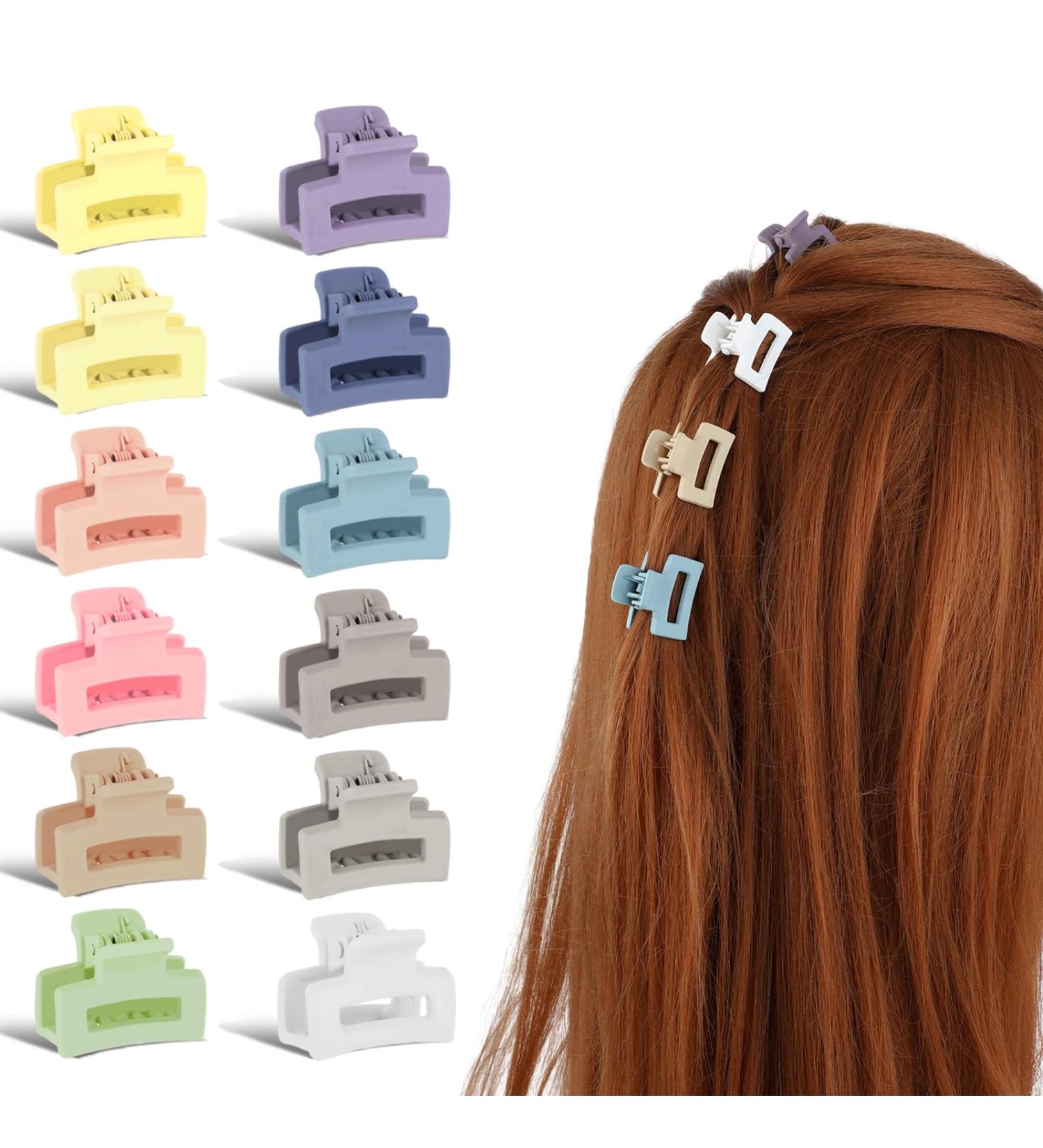 WLLHYF 12pcs Mini Hair Clips - Durable Non-Slip Jaw Clips for Women & Girls - 90s Multicolor Matte Accessories for Thin Thick Curly Hair - Buy Online on SooperMarket.com
