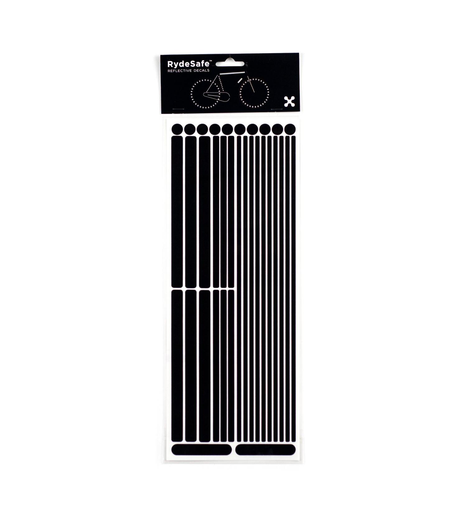 RydeSafe Reflective Decals Multi Stripes Kit Jumbo Black - High Visibility Safety for Cyclists - Buy Online on SooperMarket.com