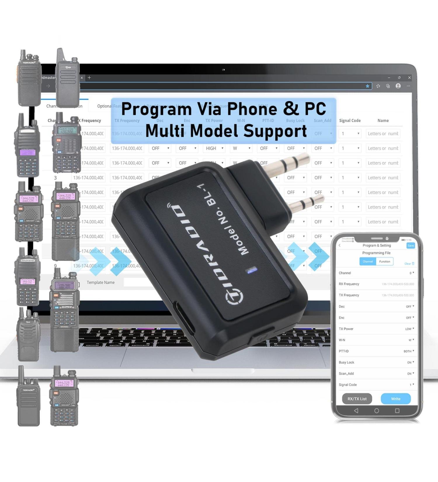 TIDRADIO Ham Radio Wireless Programmer Adapter for Baofeng UV-5R - APP and PC Program - No Driver Issues - Buy Online on SooperMarket.com
