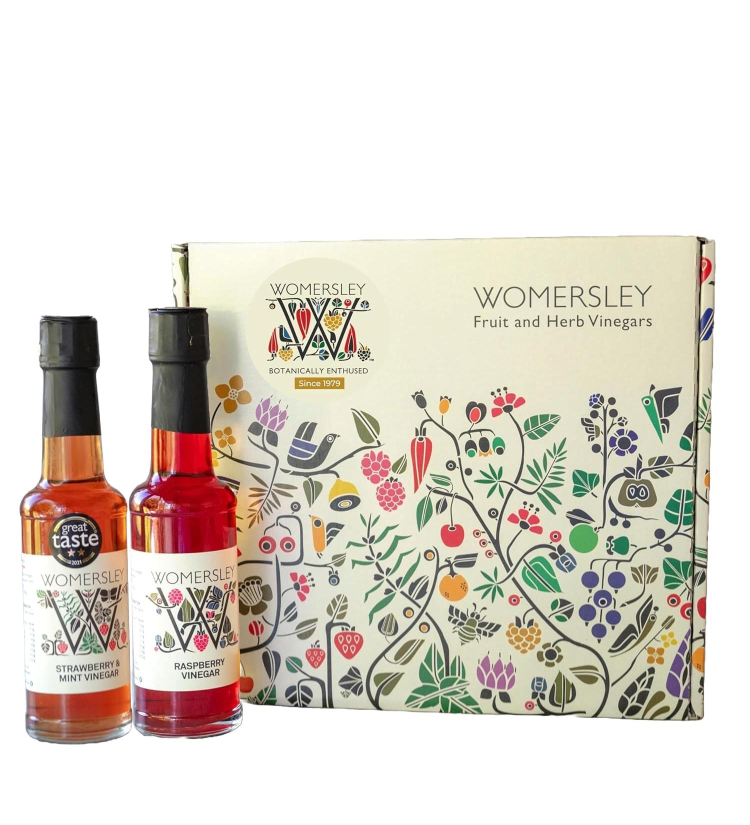 Womersley Gourmet presentation gift box with recipe cards - British Fine Fruit Vinegar for cooking salad dressing marinades Great Taste Award Winners (2 x 150ml) - Buy Online on SooperMarket.com