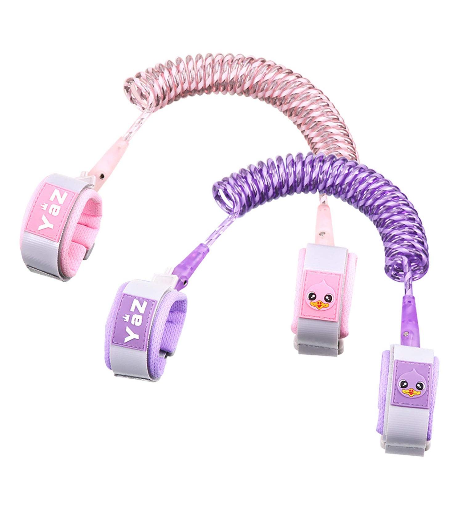 2 Pack Toddlers Safety Wrist Link - 2.5M / 8.2 ft Length - 360Rotate, Night Vision, Anti Lost, Child Lock Band - Buy Online on SooperMarket.com