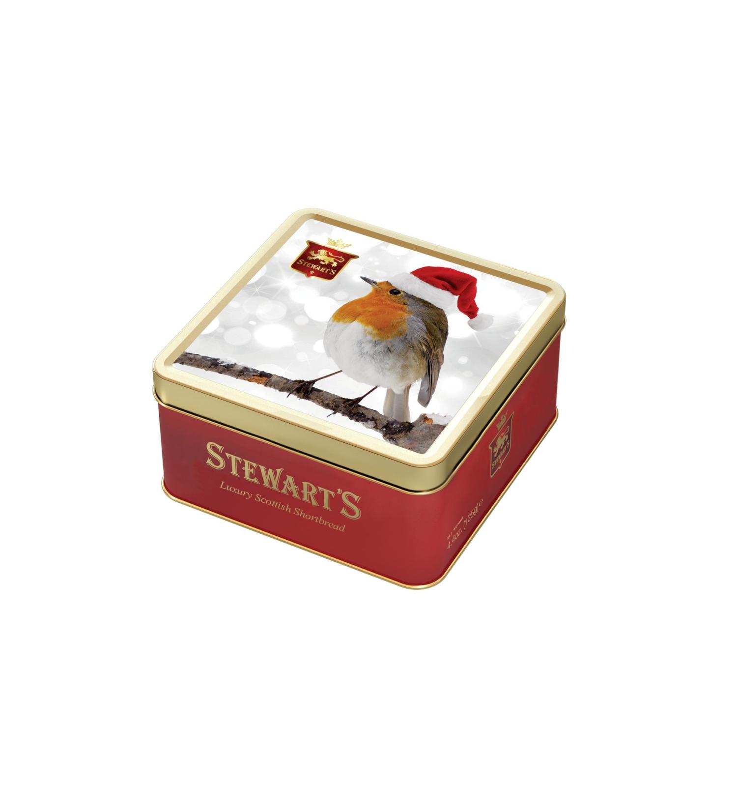 Stewart's - Robin Shortbread Gifting Tin (125g) - Traditionally Made Luxury Scottish Shortbread Delicious Melt-In-Mouth Biscuits Ideal Grab Sized Treat to Share 40 Years Heritage