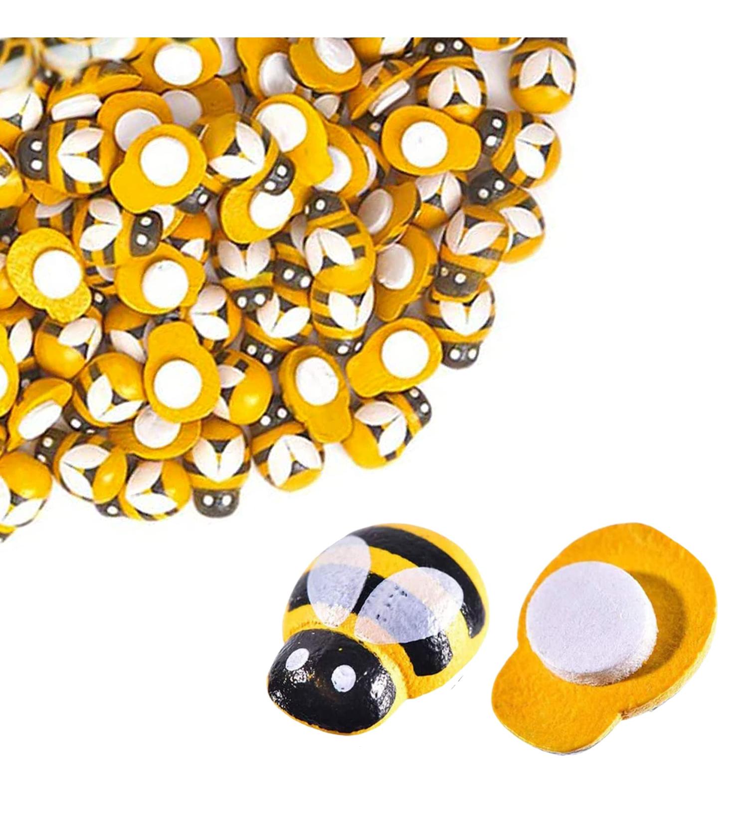 Lxnoap Mini Wooden Bees - 100 Pack Adhesive Embellishments for DIY Crafts and Scrapbooking - Buy Online on SooperMarket.com