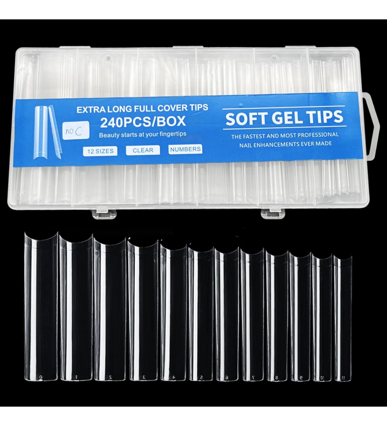 JZK 240x XXXL Clear Half Cover Extra Long Square Nail Tips For Acrylic Extensions No C Curve False Nail Tips Long For Gel And Acrylic Nails 3XL Finger Nail Extension Tips - Buy Online on SooperMarket.com