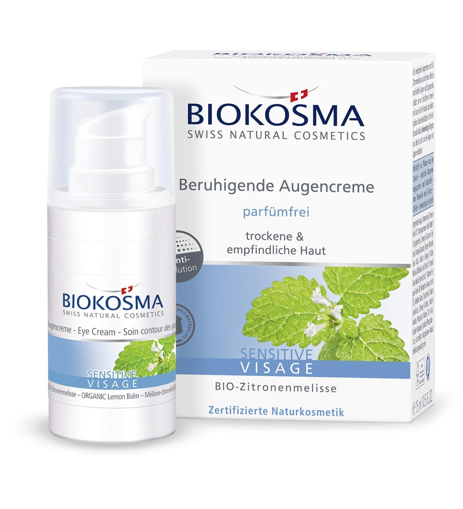Biocosma Sensitive Visa Soothing Eye Cream | Gentle Eye Care for Dry & Sensitive Skin | Perfume-Free | 15ml - Buy Online on SooperMarket.com
