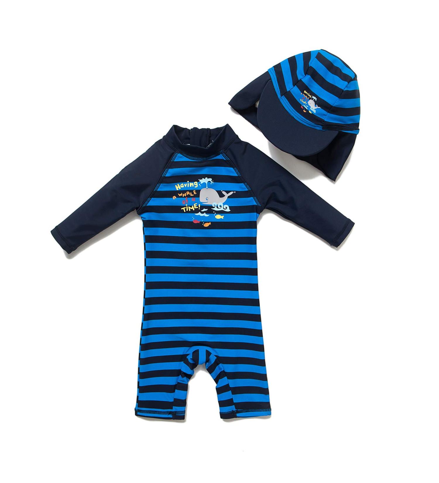 BONVERANO Baby Boys Long-Sleeve Swimsuit | UPF 50+ Sun Protection | Whale | 18-24 Months - Buy Online on SooperMarket.com